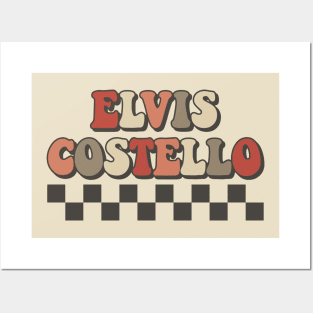 Elvis Costello Checkered Retro Groovy Style Posters and Art